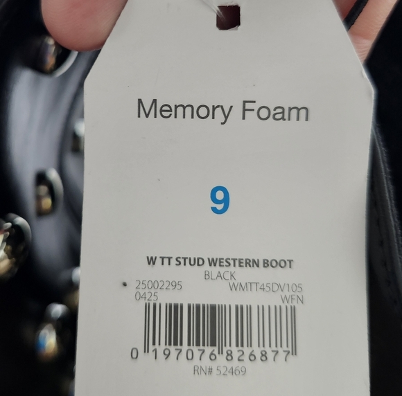 NEW Time & Tru Black Studded Cowboy Boots Womens 9 10 - Picture 9 of 12